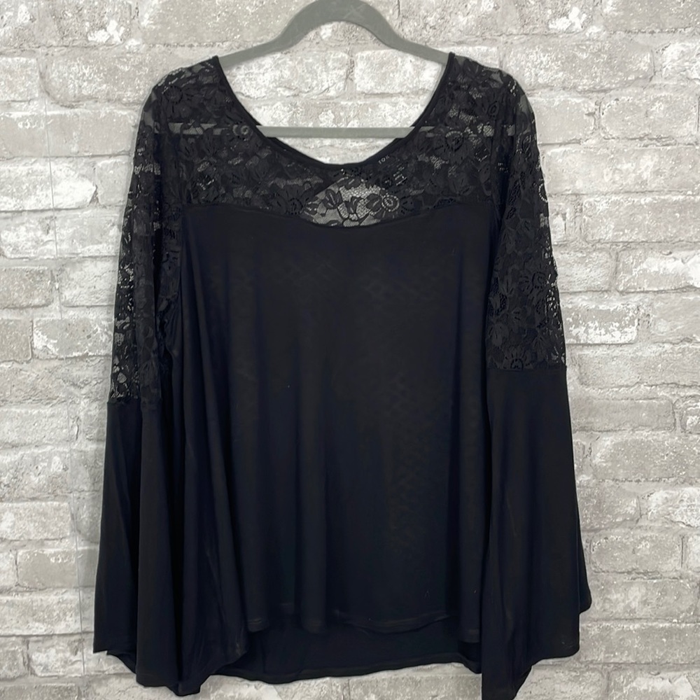Torrid Black Lace Open Back Top